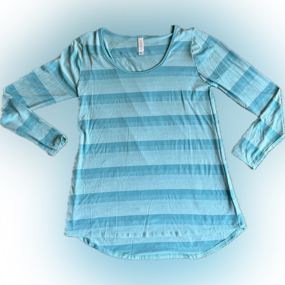 LuLaRoe Striped Blue Women's Lynnae Top